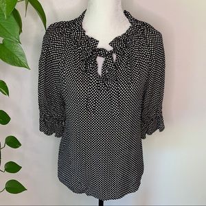 - NWT Who What Wear Oval Dot Black & White 3/4 Sleeve Top.